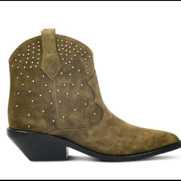 Western boots short boots suede upper studded suede boots designer boots short - Picture 3 of 11